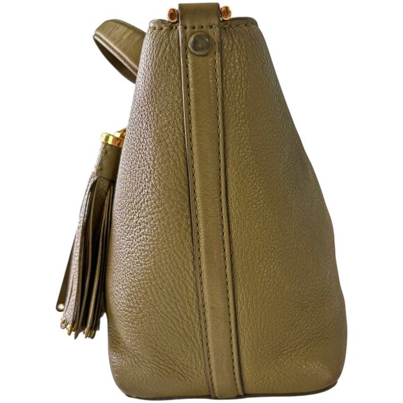 MICHAEL KORS Brooklyn Olive Pebble Leather Satchel with Crossing Body Strap - Picture 5 of 10
